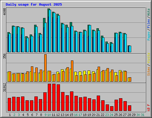 Daily usage for August 2025