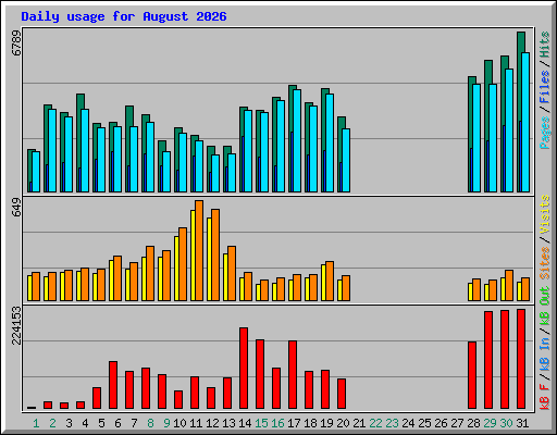 Daily usage for August 2026